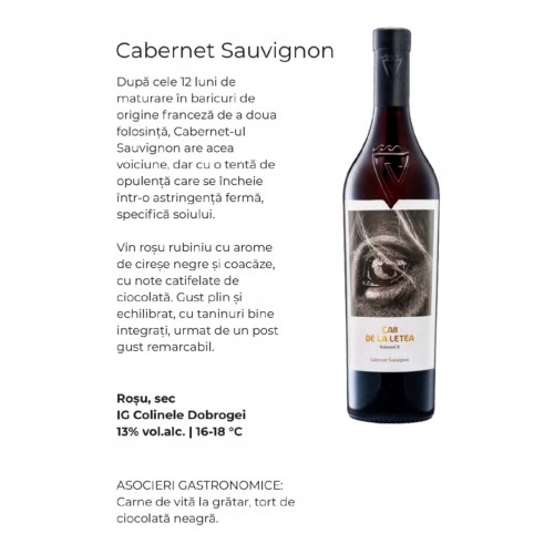 Vin Roșu Cabernet Sauvignon, Caii De La Letea Vol II, Sec DOC-CMD 2021,0.75 L